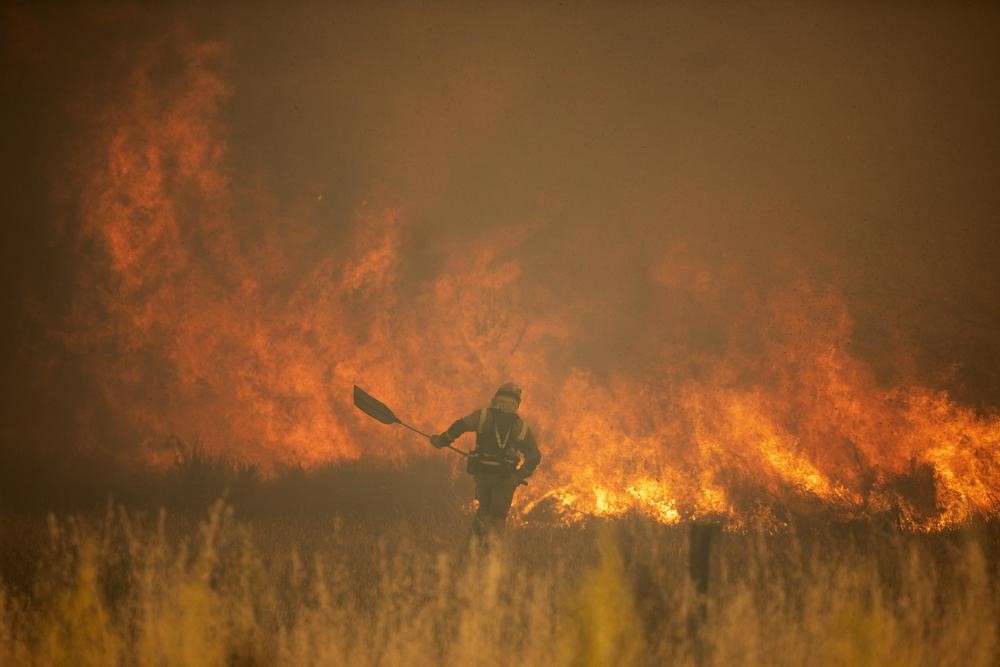 山火事と戦うスペインの消防士 異常な猛暑続く 北西部カスティーリャ イ レオン州や北部ナバーラ州で延焼